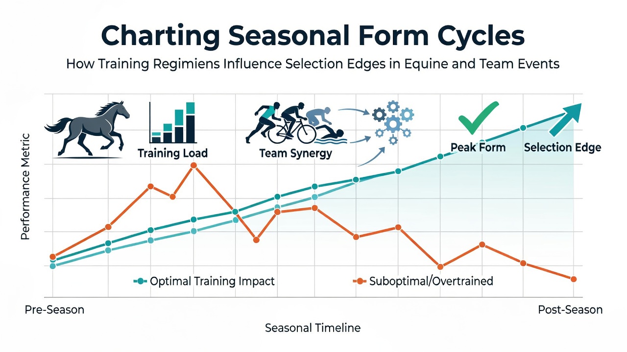 Visual representation of seasonal training cycles affecting equine performance and team sports selection edges