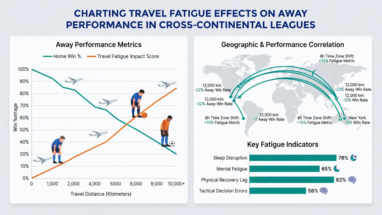 Team performance chart showing away win percentages after long travel