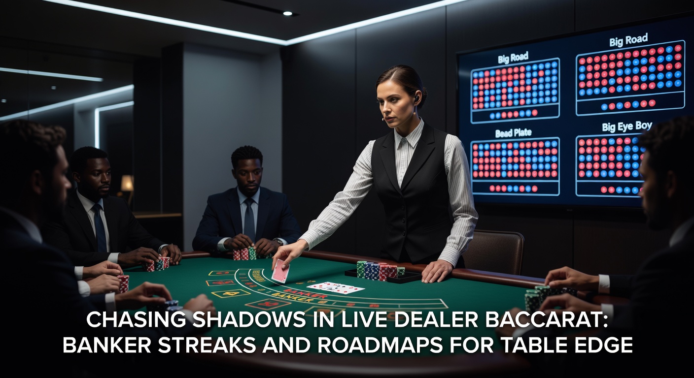 Close-up of baccarat roadmaps showing a prolonged banker streak column towering over player chops on a live dealer interface