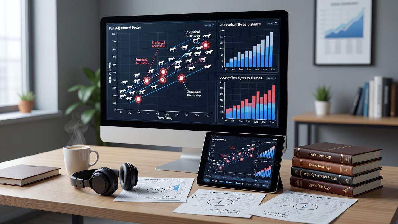 Turf horse racing data analysis chart showing performance metrics and anomalies