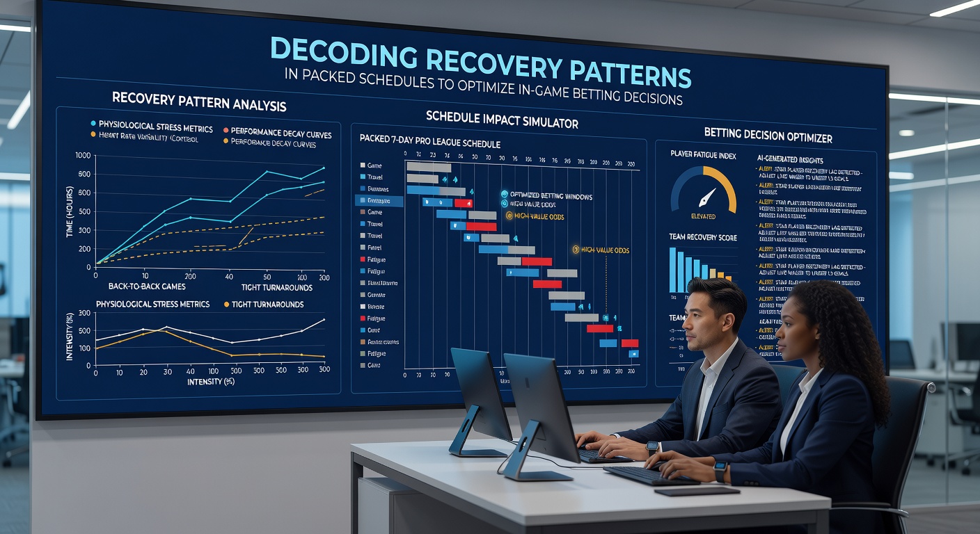 Data visualization of recovery metrics overlaid on a live sports betting interface