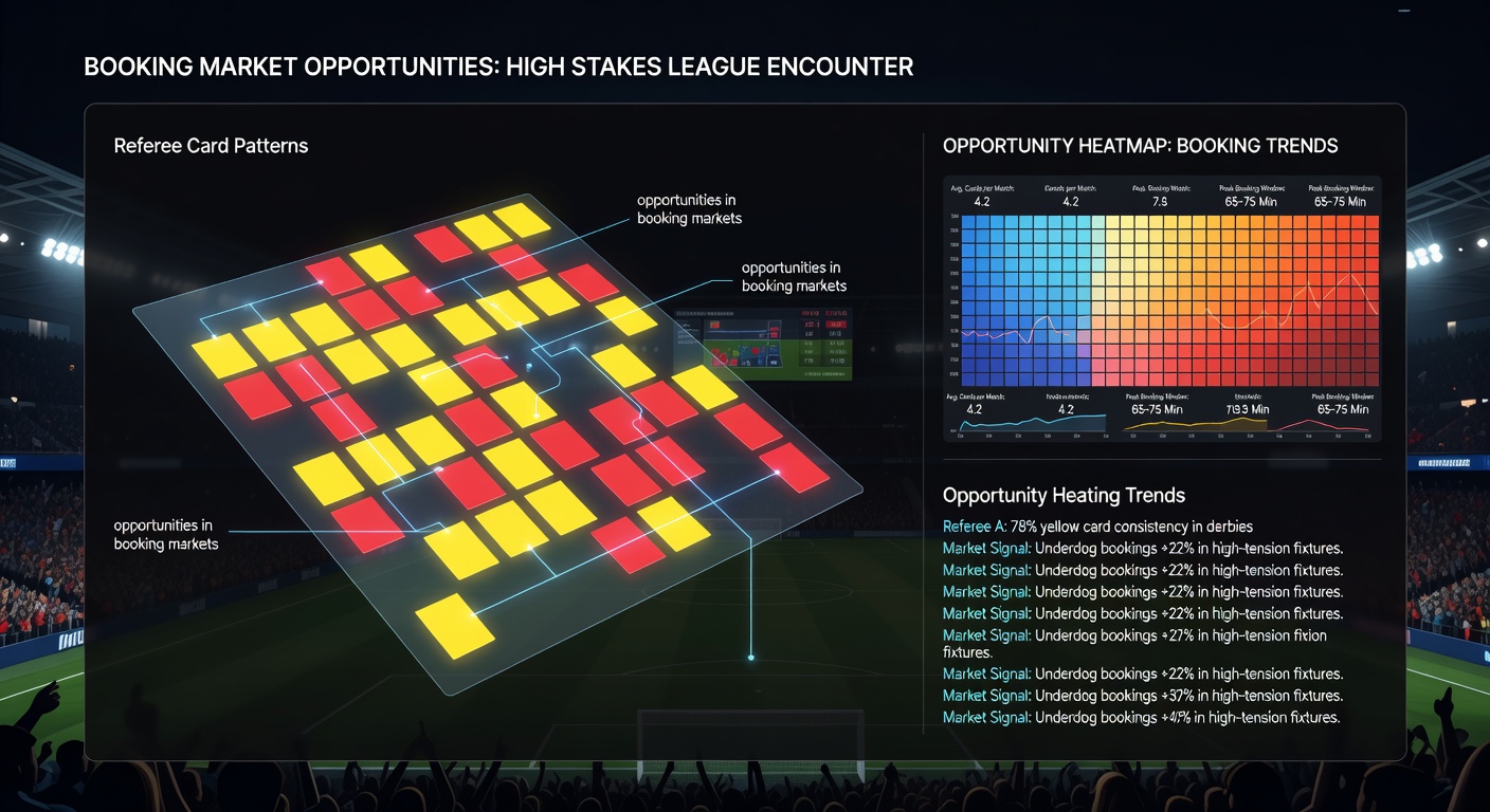 Detailed view of referee card log and booking market statistics chart