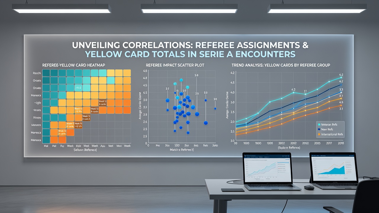 Data visualization of yellow card distributions linked to individual Serie A referees over several seasons